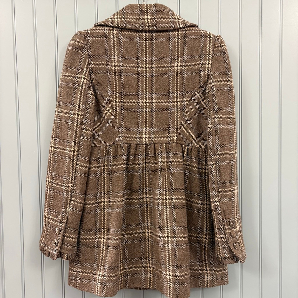Via Women’s Wool BlendCoat Brown Cream Black Size 6 - Picture 2 of 8
